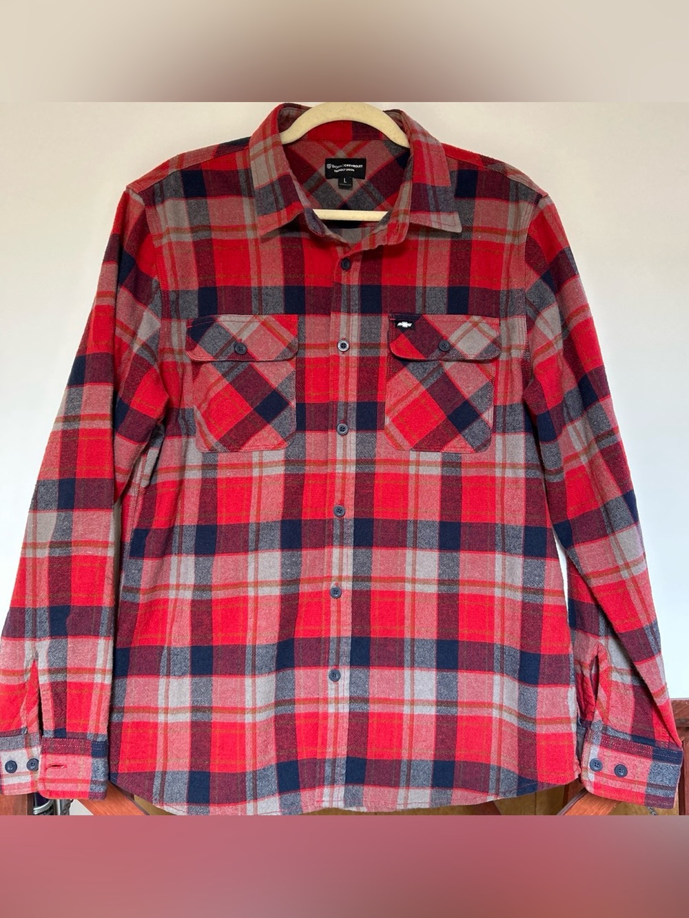 Brixton Red and Black Plaid Button-Up Shirt Chevy Chevrolet